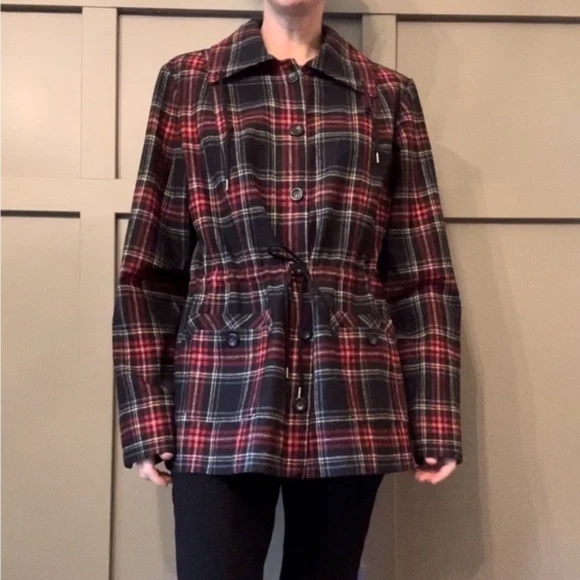 Pendleton 100% Virgin Wool Tartan Plaid Coat Button Front Jacket Size Large - Picture 2 of 13